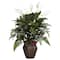 2.5ft. Mixed Greens & Peace Lily In Decorative Vase